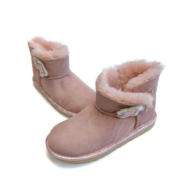 UGG Bailey Button Star Suede Boots #1107969K Pink Crystal Big Kids 5 Womens Sz 6 - Picture 3 of 8